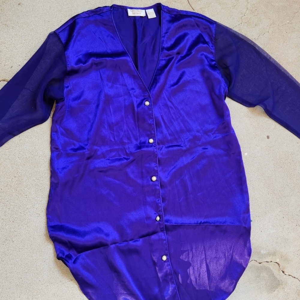 Vintage VICTORIAS SECRET BUTTON FRONT BUTTON GOWN NIGHT SHIRT SZ P/S